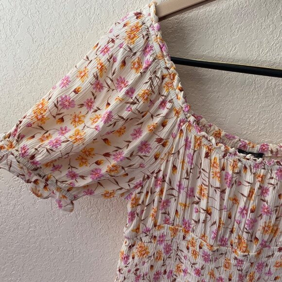 Lily Rose Babydoll Mini Dress XL Off-Shoulder Floral Smocked Cottagecore - Picture 5 of 13